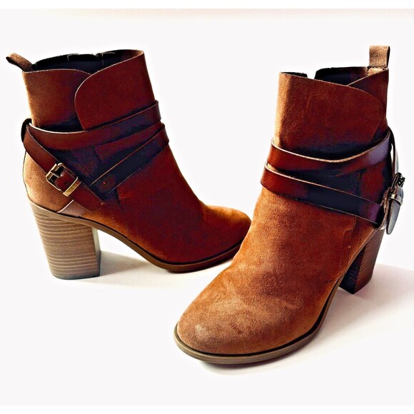 Madden Girl Eliot Dark Tan Ankle Boots Booties Women's Size 8 US Casual Work Fun - Picture 1 of 10